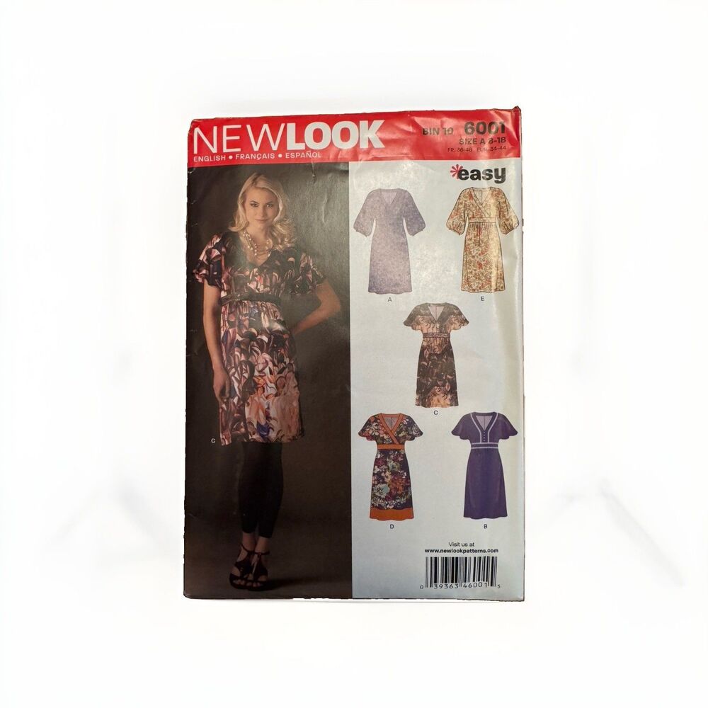 New Look Sewing Pattern 6001 Sizes 8 18 Belted Dress Easy Ladies
